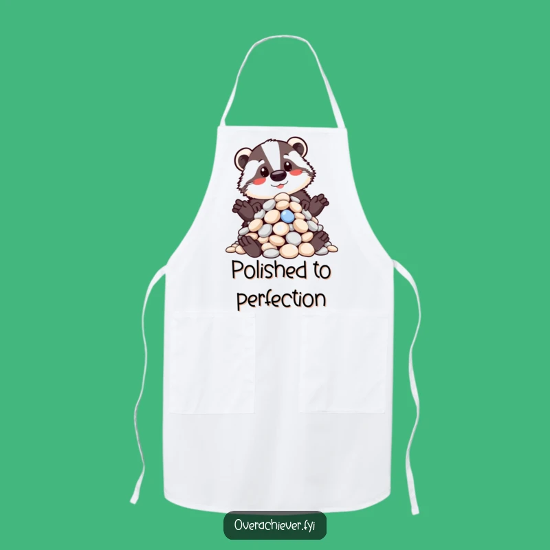 Funny Badger Pebble Organizer Apron: Humorous Gift for Tidy Cooks