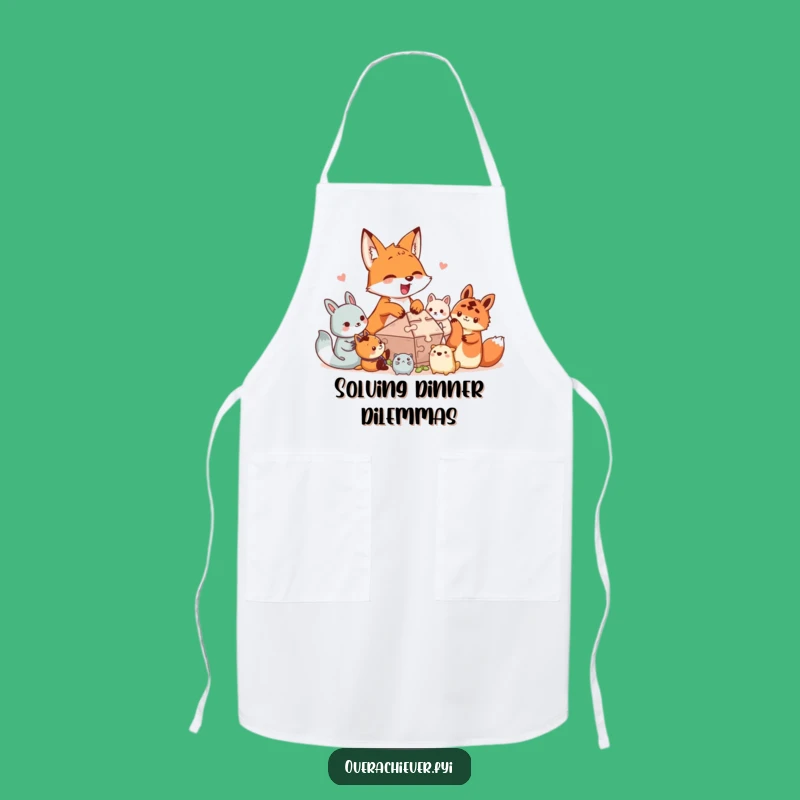 Funny Puzzle Fox Apron: Cook Up Some Teamwork Laughs!