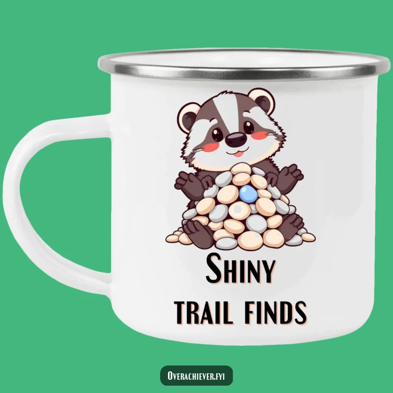 Funny Badger Pebble Collector Camping Mug: Humorous Outdoor Gift for Organizers