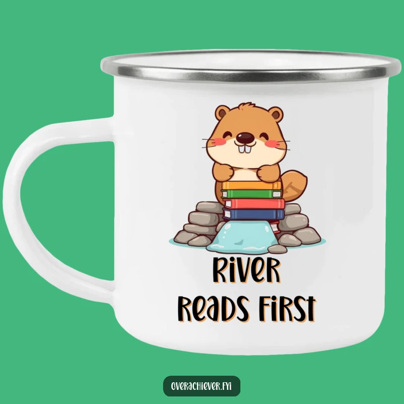 Funny Beaver Camping Mug - Literary Adventures by the Fire!