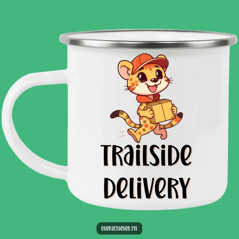 Funny Cheetah Delivery Camping Mug: Adventure Fuelled by Speed Gift