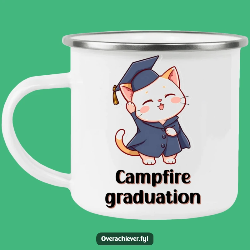 Funny Graduation Cat Camping Mug - Sip Your Success on Your Next Adventure!