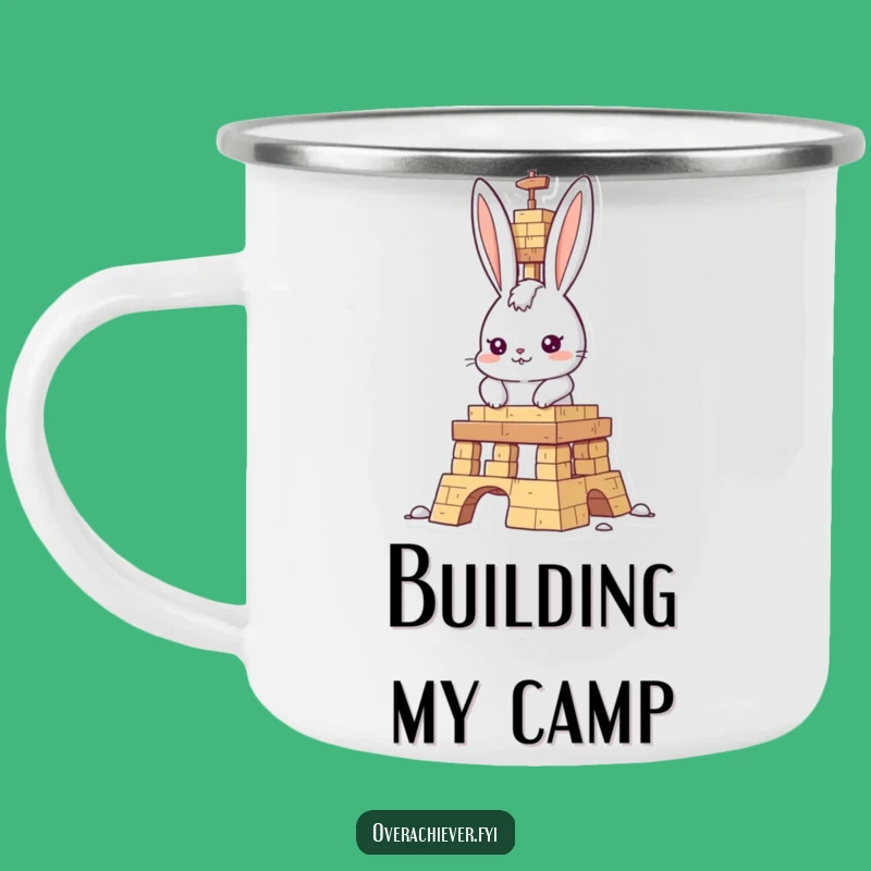 Funny Rabbit Builder Camping Mug: Determined Character Adventure Drinkware