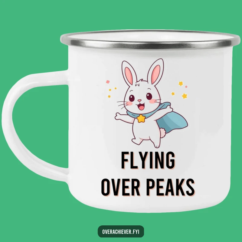 Funny Rabbit Flying Camping Mug - Durable & Hilarious Superhero Gear