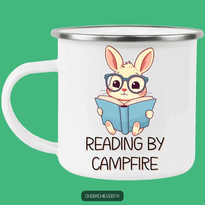 Funny Rabbit Camping Mug - Durable & Cute Design for Outdoor Reading