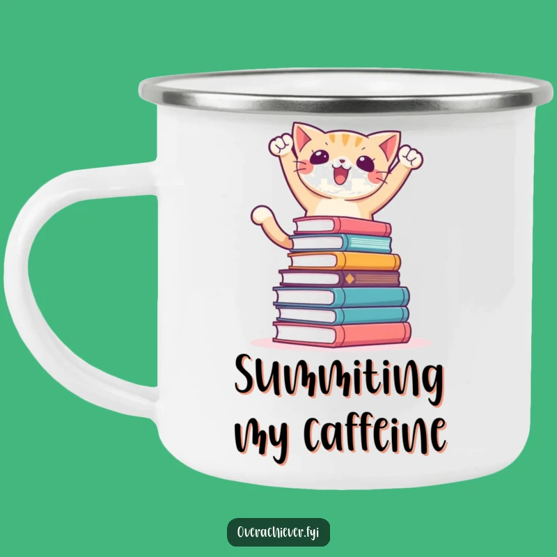 Funny Campfire Cat Mug: Conquering Books Under Stars, Rustic Funny Gift