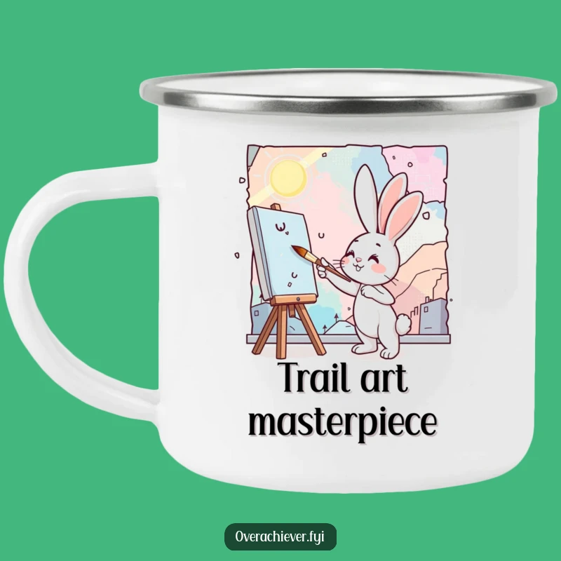 Funny Bunny Painting Camping Mug - Sip and Create Outdoors with This Hilarious Artist!