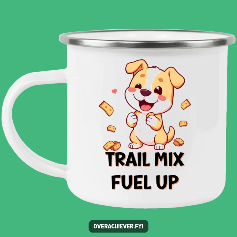 Funny Dog's Campfire Trick Mug: Outdoor Adventures with a Hilarious Canine Balancing Treats, Gift
