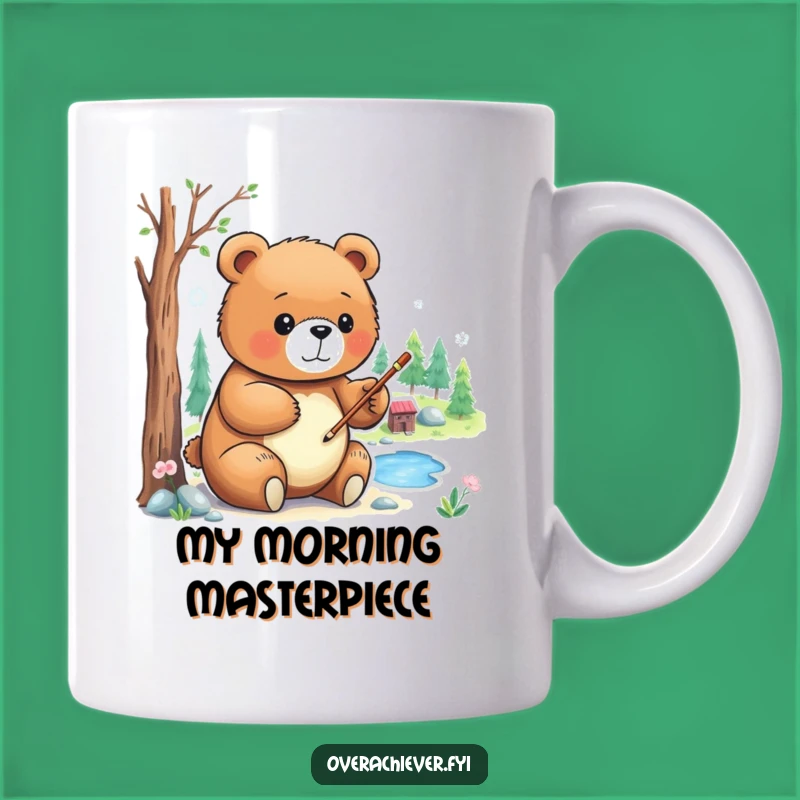 Funny Bear Artist Mug: Focused Painter Creating Tiny Worlds, Perfect Gift for Art Lovers