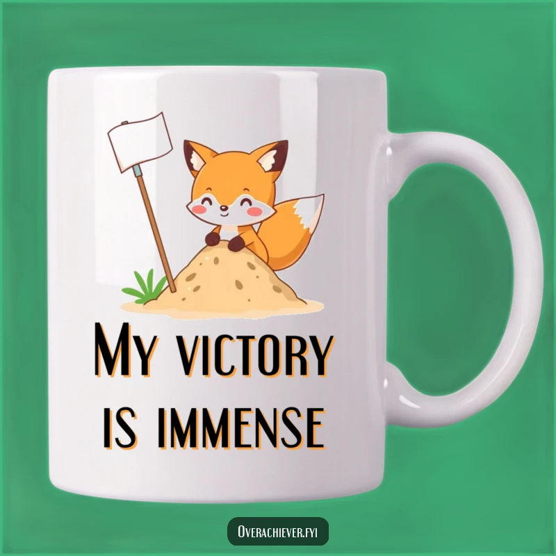 Funny Fox Flag Planting Mug: Hilarious Conqueror Gift for Ambitious Friends
