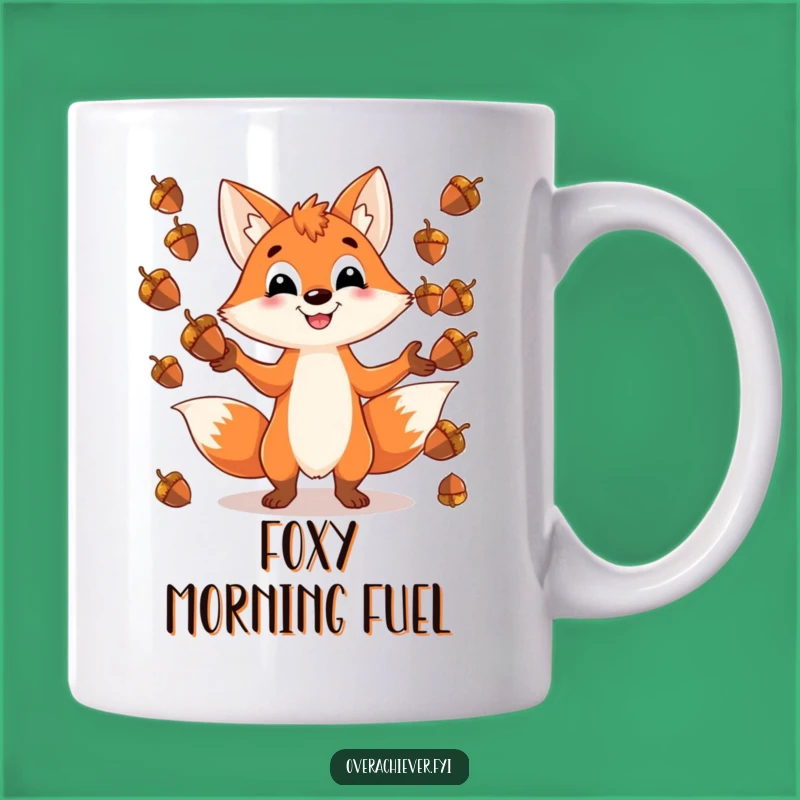 Funny Fox Juggling Mug - Playful Acorn Design for Fun Lovers
