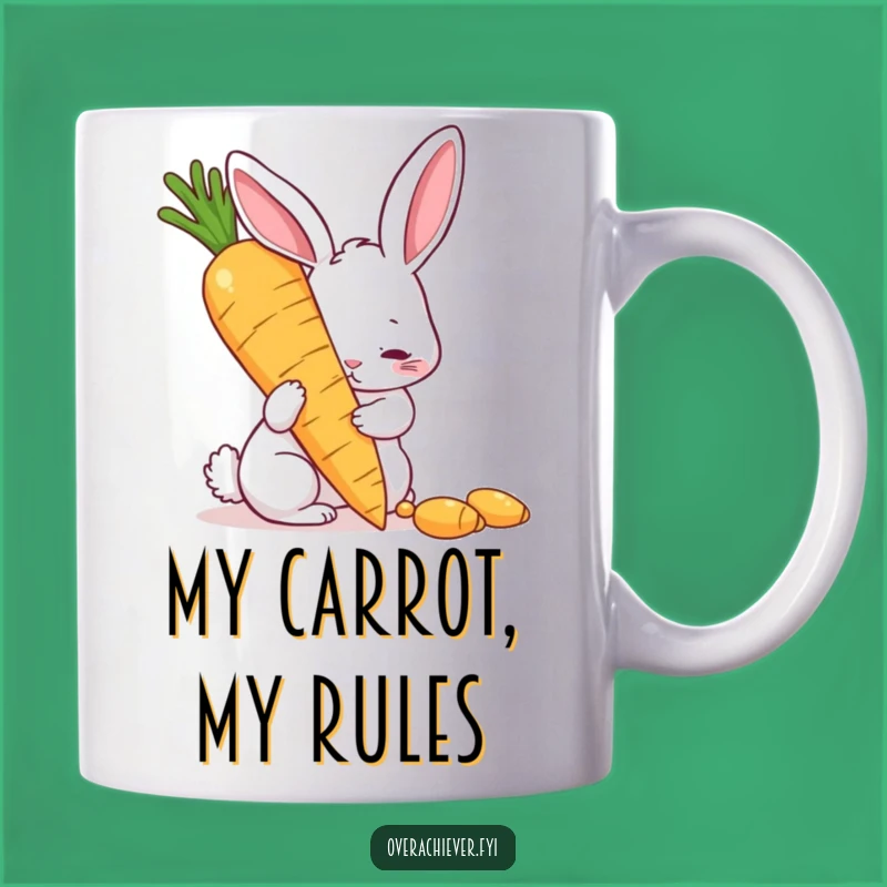 Funny Golden Carrot Rabbit Mug: A Determined Bunny's Humorous Gift for Goal Getters