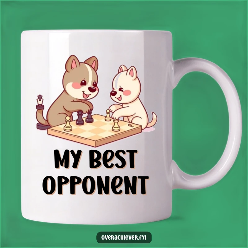 Funny Kawaii Dog Playing Chess Mug - A Hilarious Solo Victory Gift for Dog Lovers