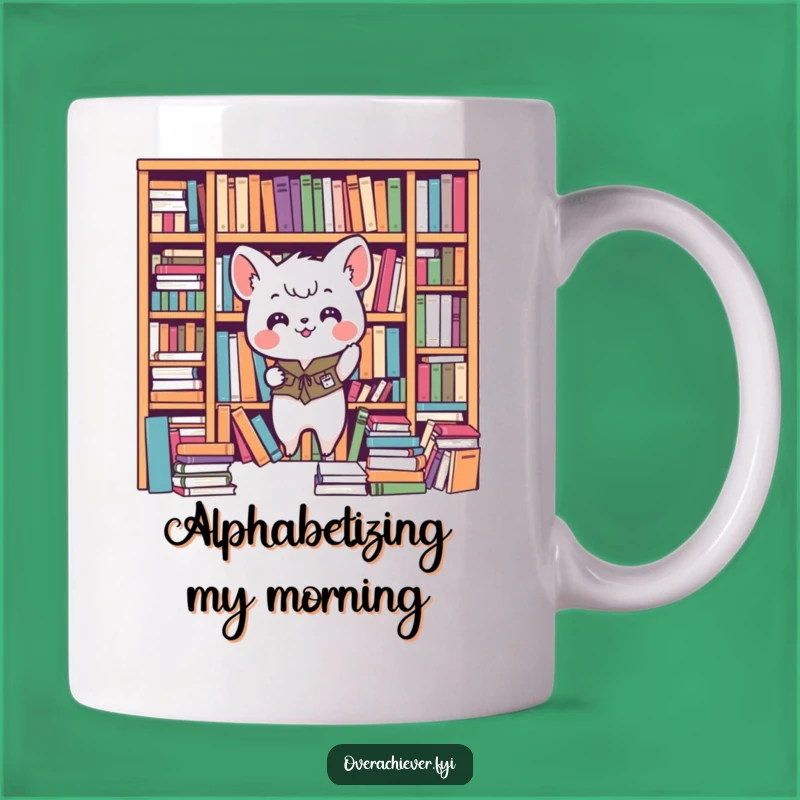 Funny Organizer Animal Mug: Tidy Bookshelf Hero - Perfect Gift!