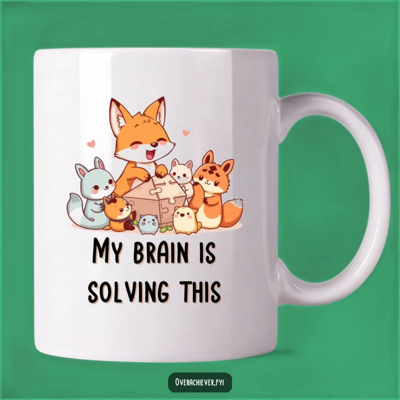 Funny Puzzle Fox Mug: Hilarious Help for Small Creatures Gift!