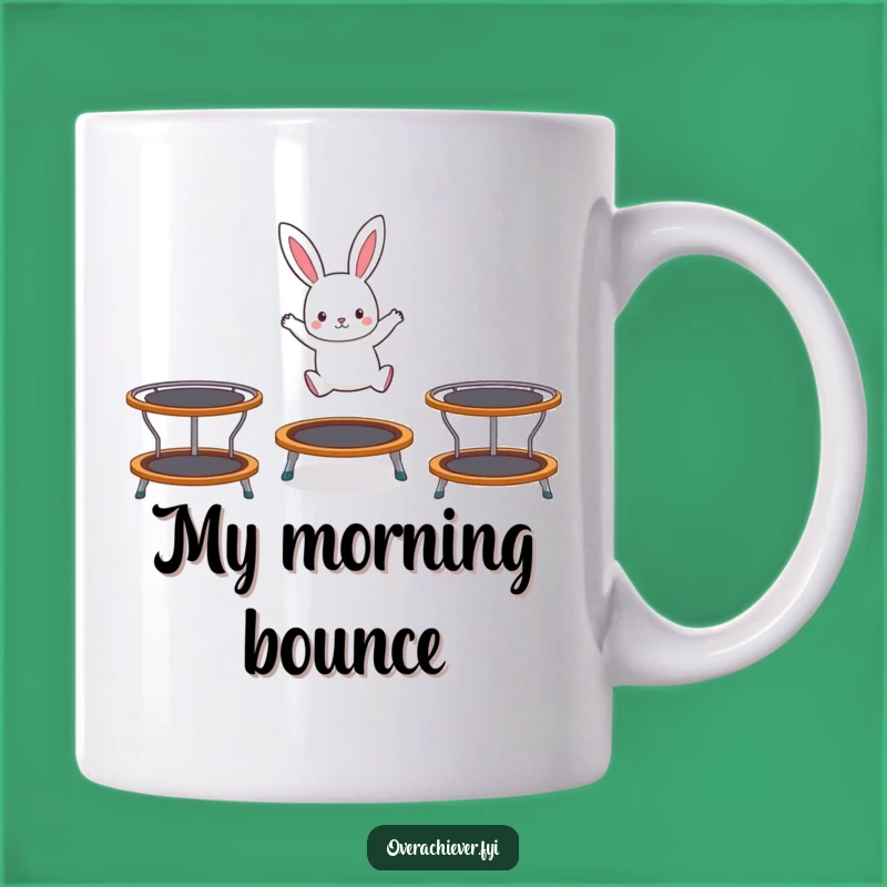 Funny Rabbit Trampoline Mug - Hopping with Joy, Perfect Gift!