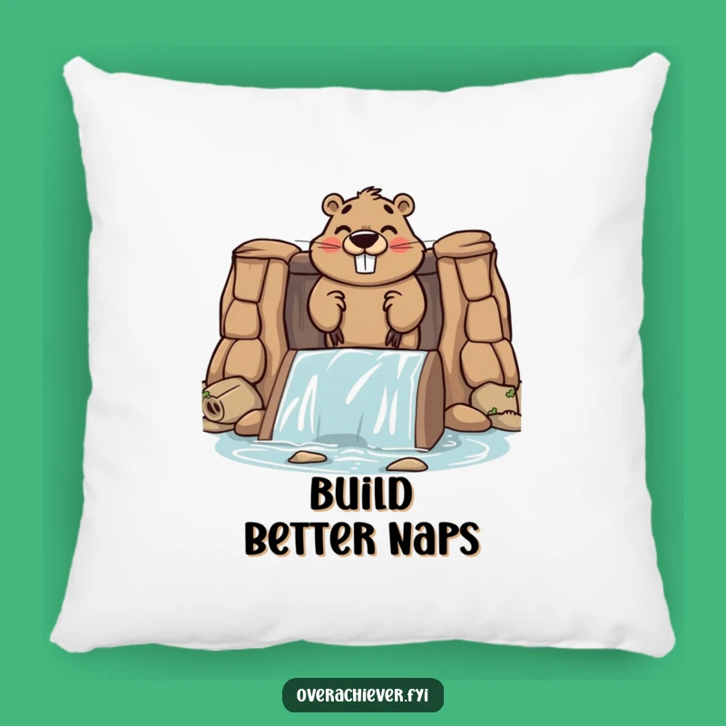 Funny Beaver Dam Pillow, Soft Character Cushion for Cozy Motivation