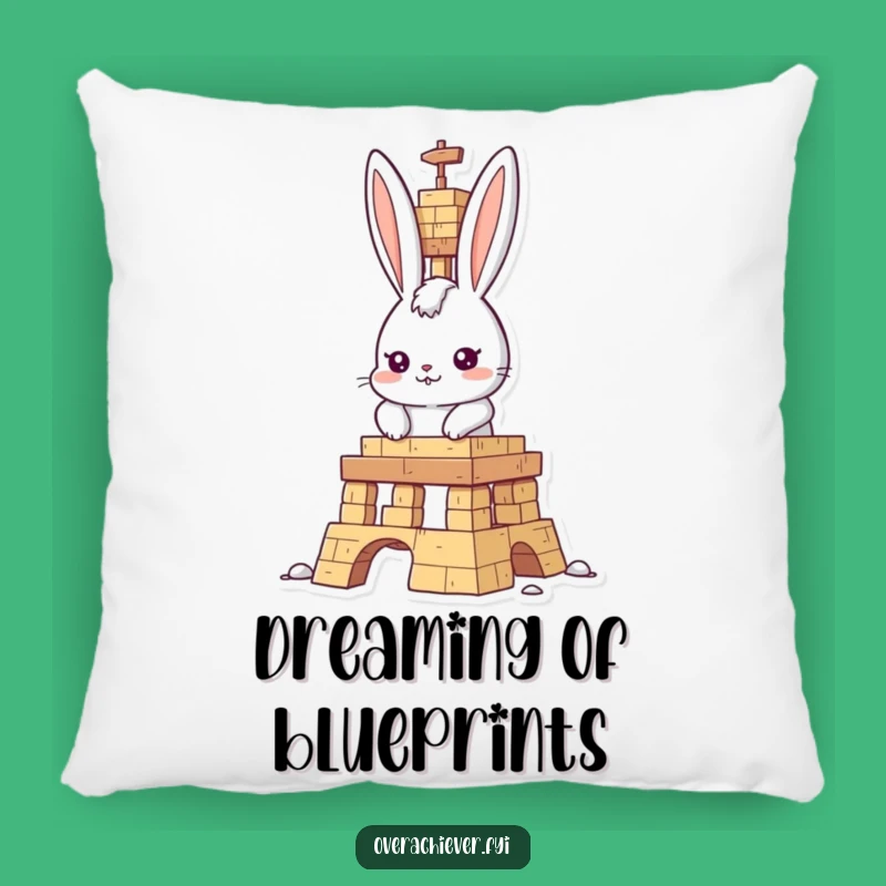 Funny Rabbit Builder Pillow: Determined Character Comfort for Laughs