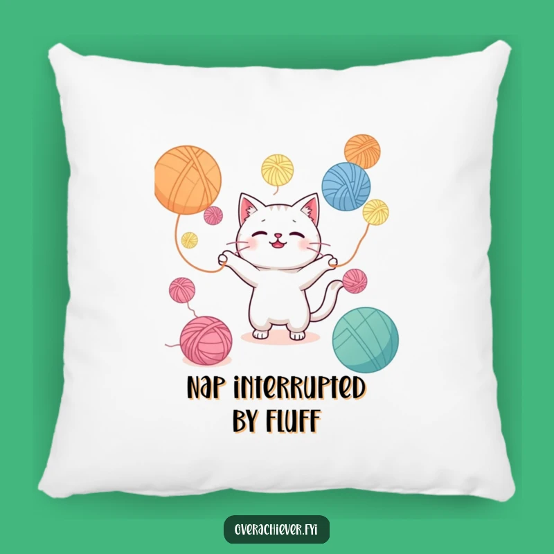 Funny Kawaii Cat Pillow - Comfy Snuggles with a Yarny Twist!