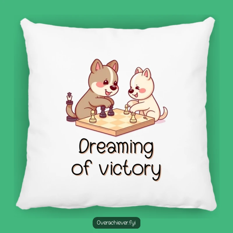 Funny Kawaii Dog Chess Pillow - Cozy and Hilarious Solo Victory Accent Pillow