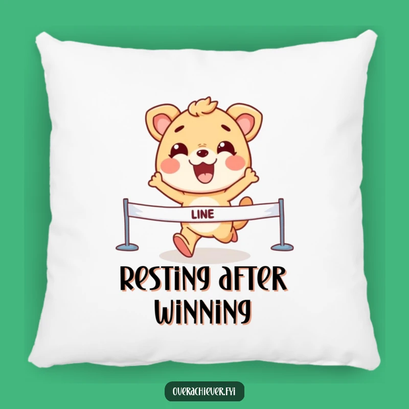 Comfy Animal Finish Line Pillow - Funny Grin Cushion for Cozy Champions