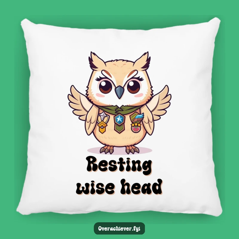 Funny Owl Badges Pillow: Comfy Diligent Scholar for Cozy Pride