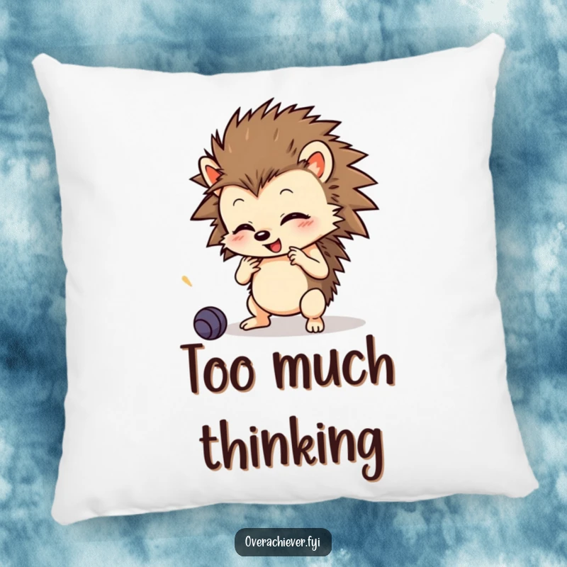 Funny Pillow: A small, cute hedgehog character learning multiple skills with focus, offering comfort and humor.