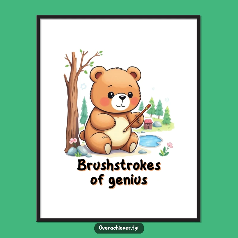 Funny Bear's Miniature Art Digital Print: Tiny Landscape Art for Instant Download, Gift Idea