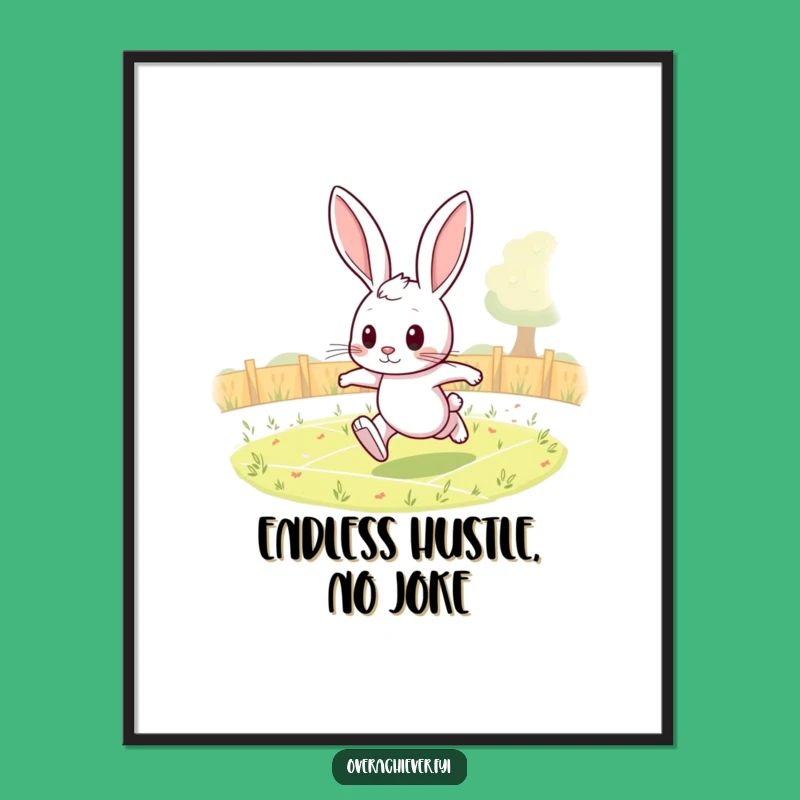 Funny Rabbit Digital Art: Hilarious Running Print for Instant Motivation