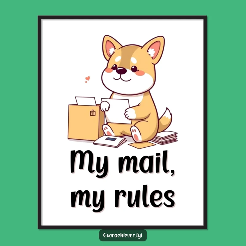 Funny Dog Mail Sorter Digital Art: Instant Humorous Download Gift