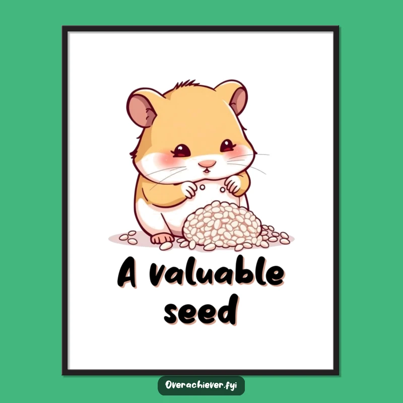 Funny Hamster Rice Counting Digital Art, Instant Focused Decor