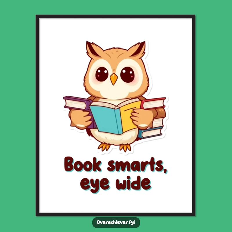 Funny Owl Digital Art: Hilarious Study Print for Instant Intellectual Charm