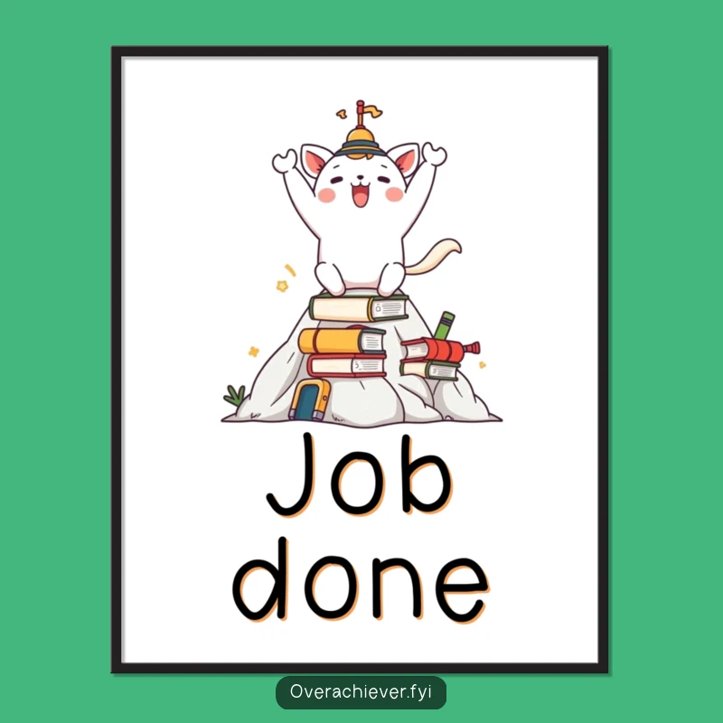 Funny Task Mountain Digital Art: Victory Print, Instant Funny Gift