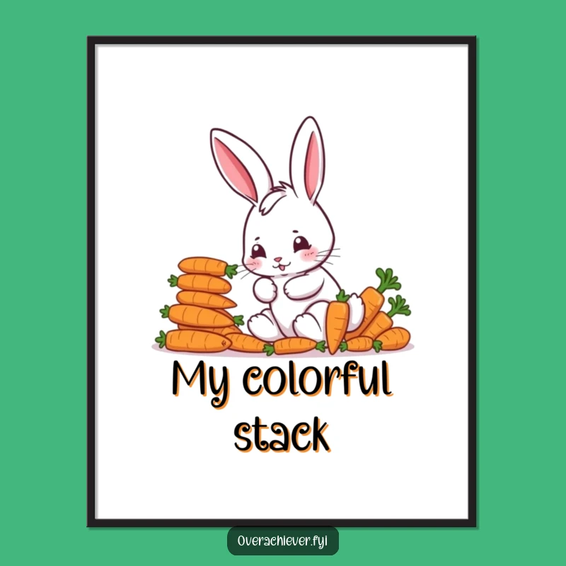 Funny Bunny Carrot Stacker Digital Art: Hilarious Decor for Instant Smiles!