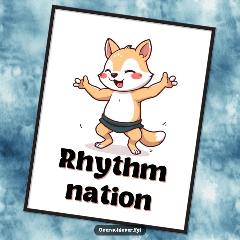 Funny dancer animal digital art print of a character furiously practicing a dance routine, perfect for any dance lover's space.