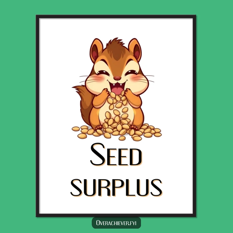 Funny Chipmunk Stuffing Cheeks Digital Art Print - Hilarious Hoarder Decor Gift