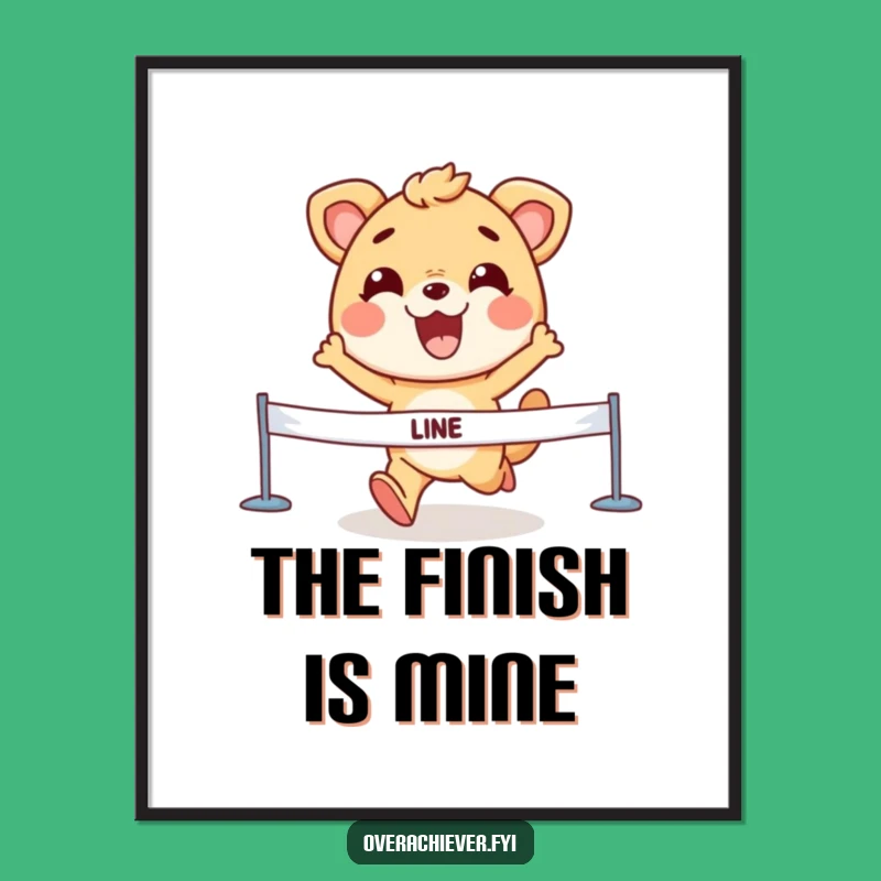 Inspirational Animal Finish Line Digital Print - Funny Grin Art for Instant Motivation