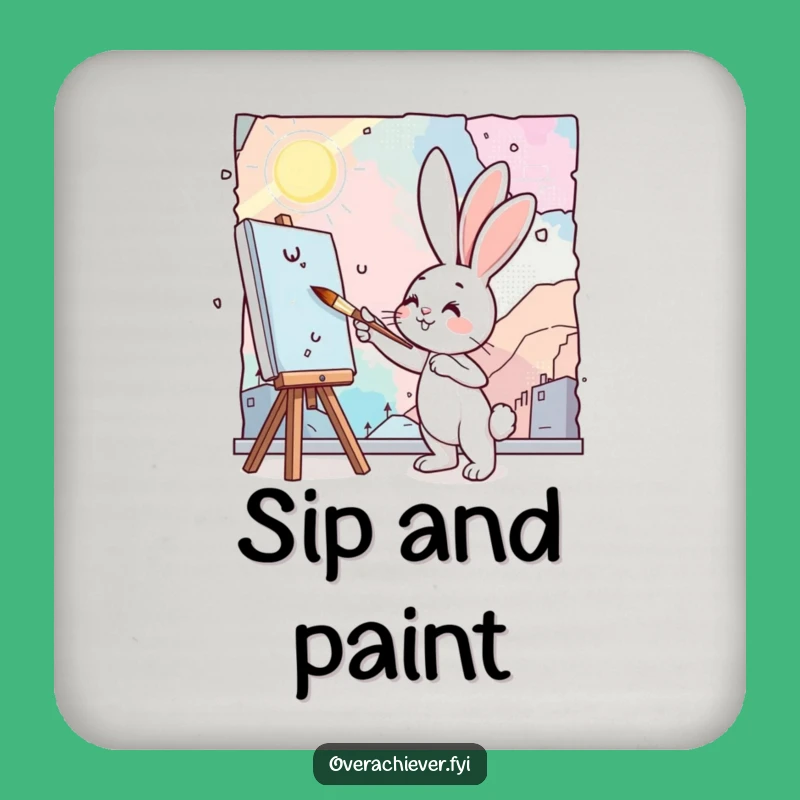 Funny Bunny Painting Coaster - Protect Your Surfaces with Artistic Flair!