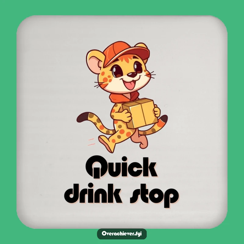 Funny Cheetah Delivery Coaster Set: Protect Surfaces with Humorous Speed Gift