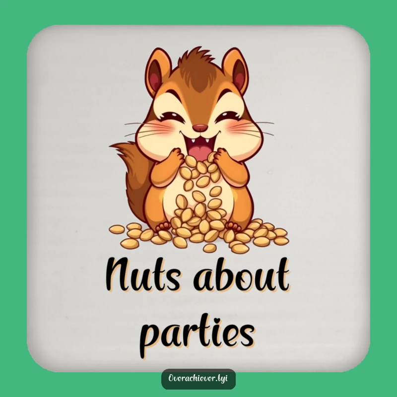 Funny Chipmunk Stuffing Cheeks Coasters (Set of 4) - Hilarious Snack Lovers' Drink Mats