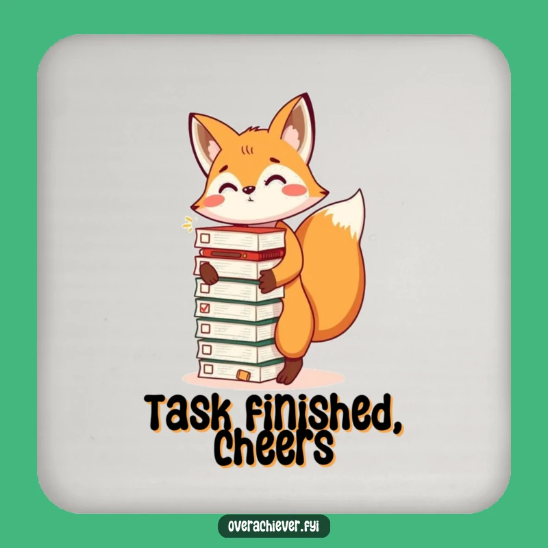 Funny Fox Task Coaster: Humorous Gift for Table Protectors