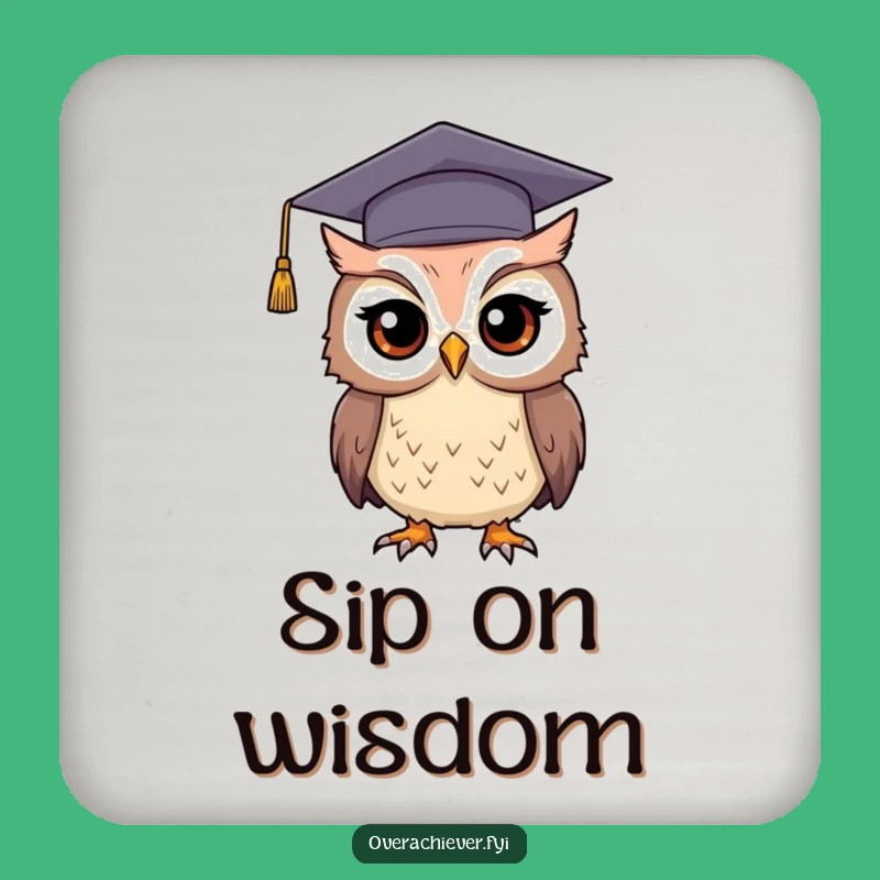 Funny Graduation Owl Coaster: Protect Surfaces with Academic Wit