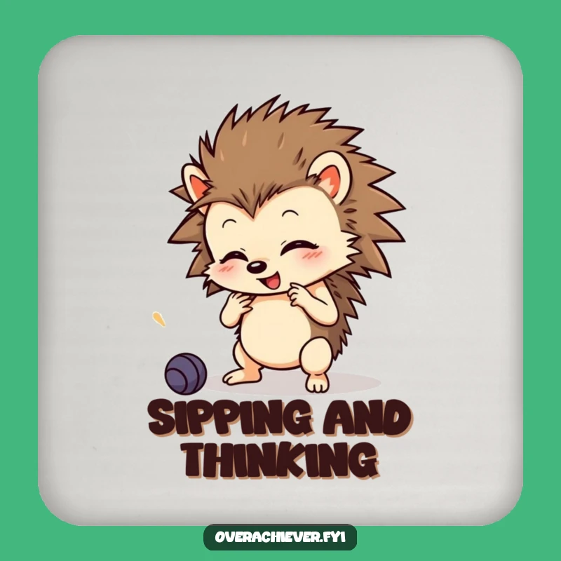 Funny Hedgehog Coaster Set: Protect Surfaces with Humorous, Focused Style Gift