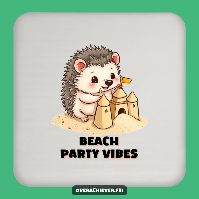 Funny Hedgehog Sandcastle Coaster: Protect Surfaces with Beach Humor