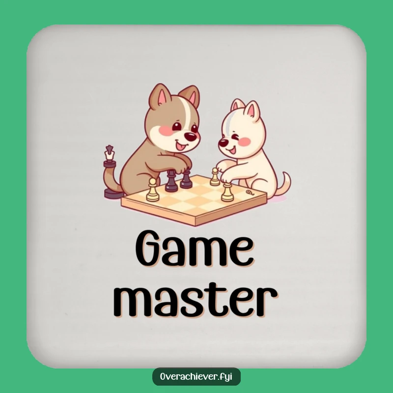 Funny Kawaii Dog Chess Coasters (Set of 4) - Hilarious Solo Victory Drink Protectors