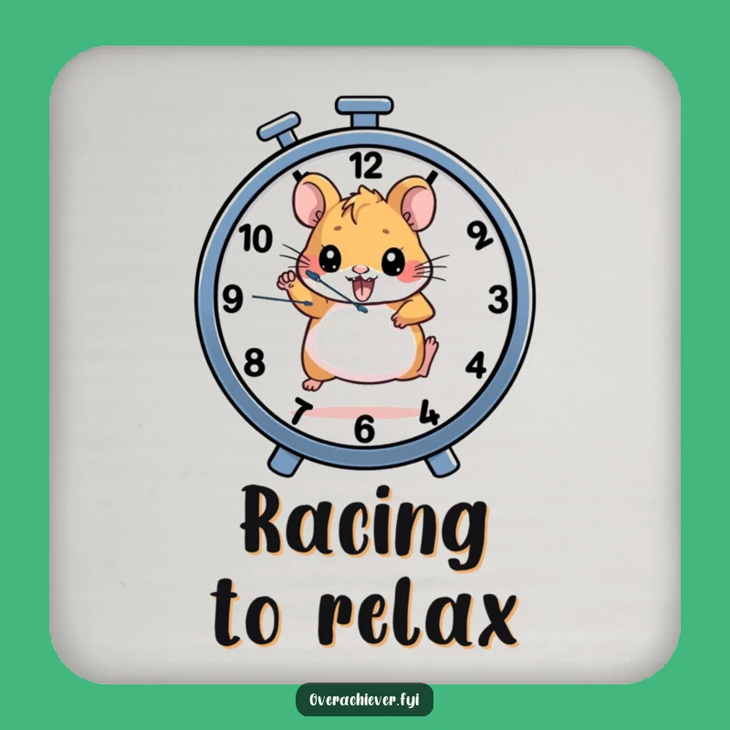 Funny Hamster Clock Coasters: Determined Runner Set for Motivating Tables