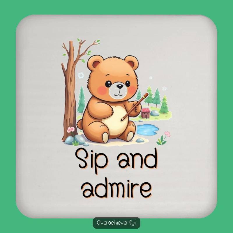 Funny Bear Art Coasters: Protect Surfaces with Miniature Masterpieces, Gift Set