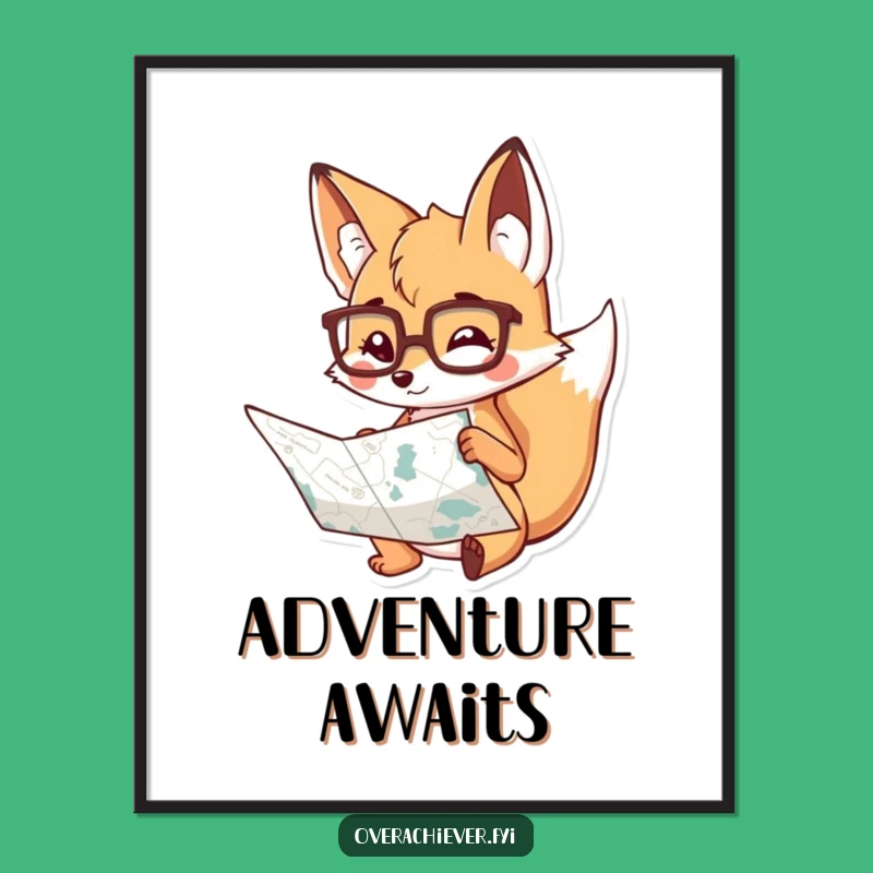 Funny Fox Map Poster: Hilarious Decor for the Curious Explorer!