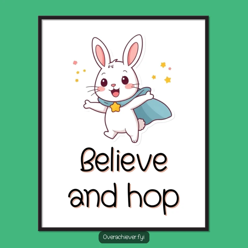 Funny Rabbit Flying Poster - Inspiring Superhero Wall Art Gift