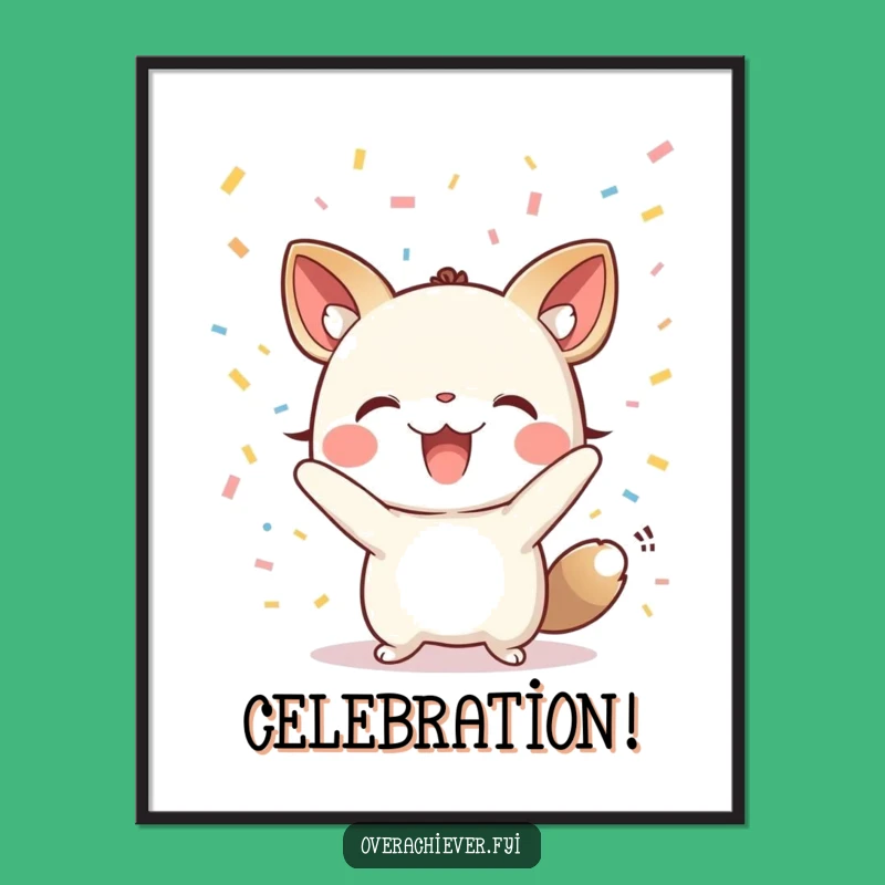 Funny Animal Celebration Poster: Cheerful Confetti Art, Quirky Funny Gift for Walls